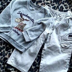 Carters moose fleece shirt w/pants